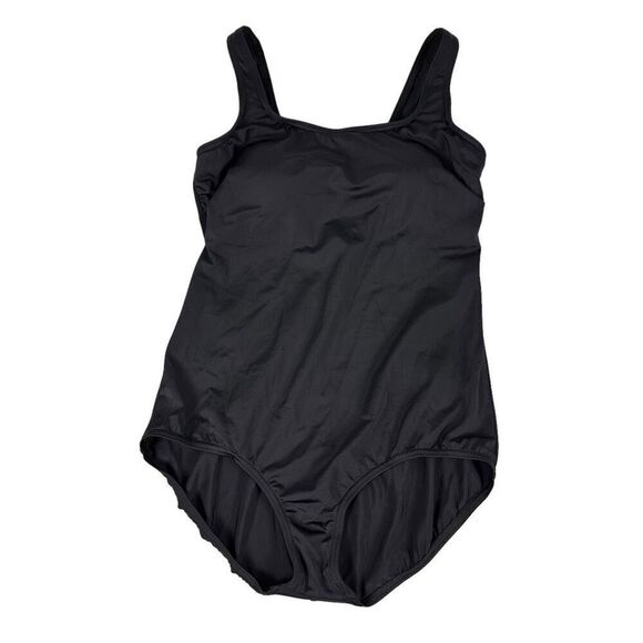 Lands End One-Piece Black Tank Swimsuit size 12L - Picture 1 of 6